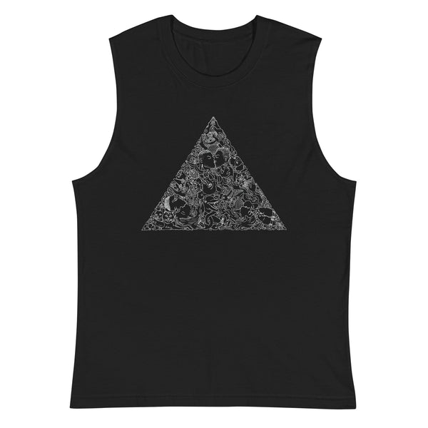 Love Triangle White Print Sleeveless T-Shirt - Ali Forney Center Center