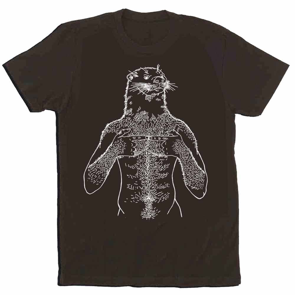 White Print brian kenny graphic Otter brown T-Shirt