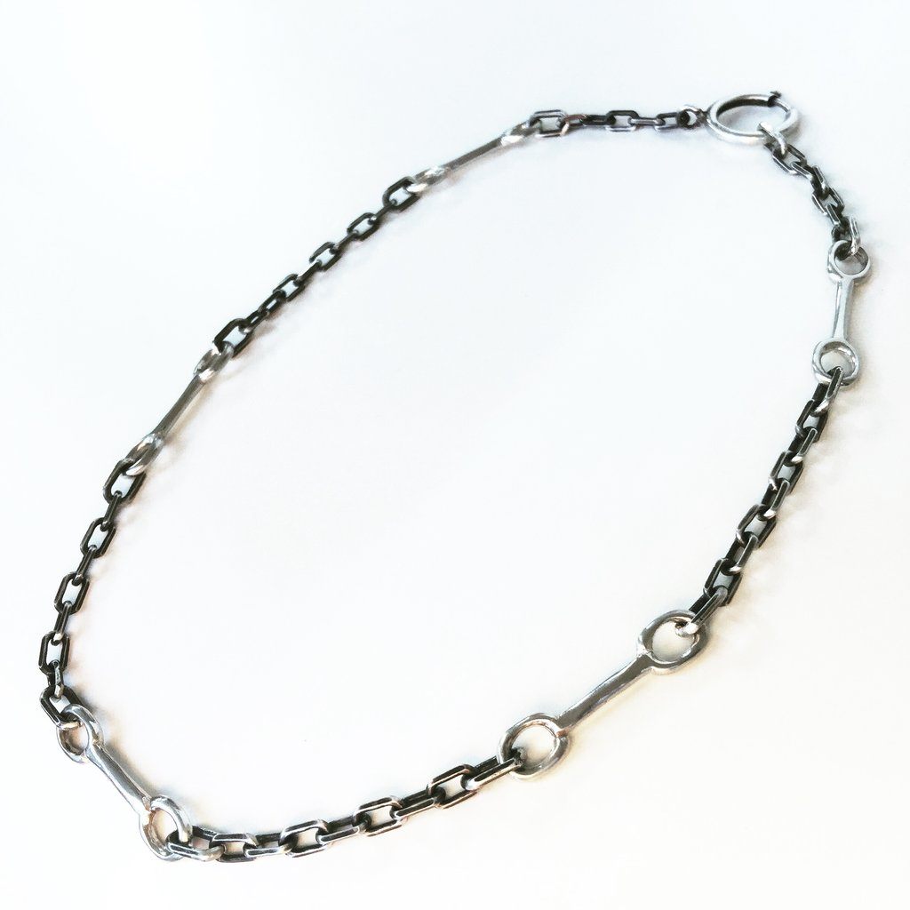 Bit Chain Silver and Oxidized Silver Necklace