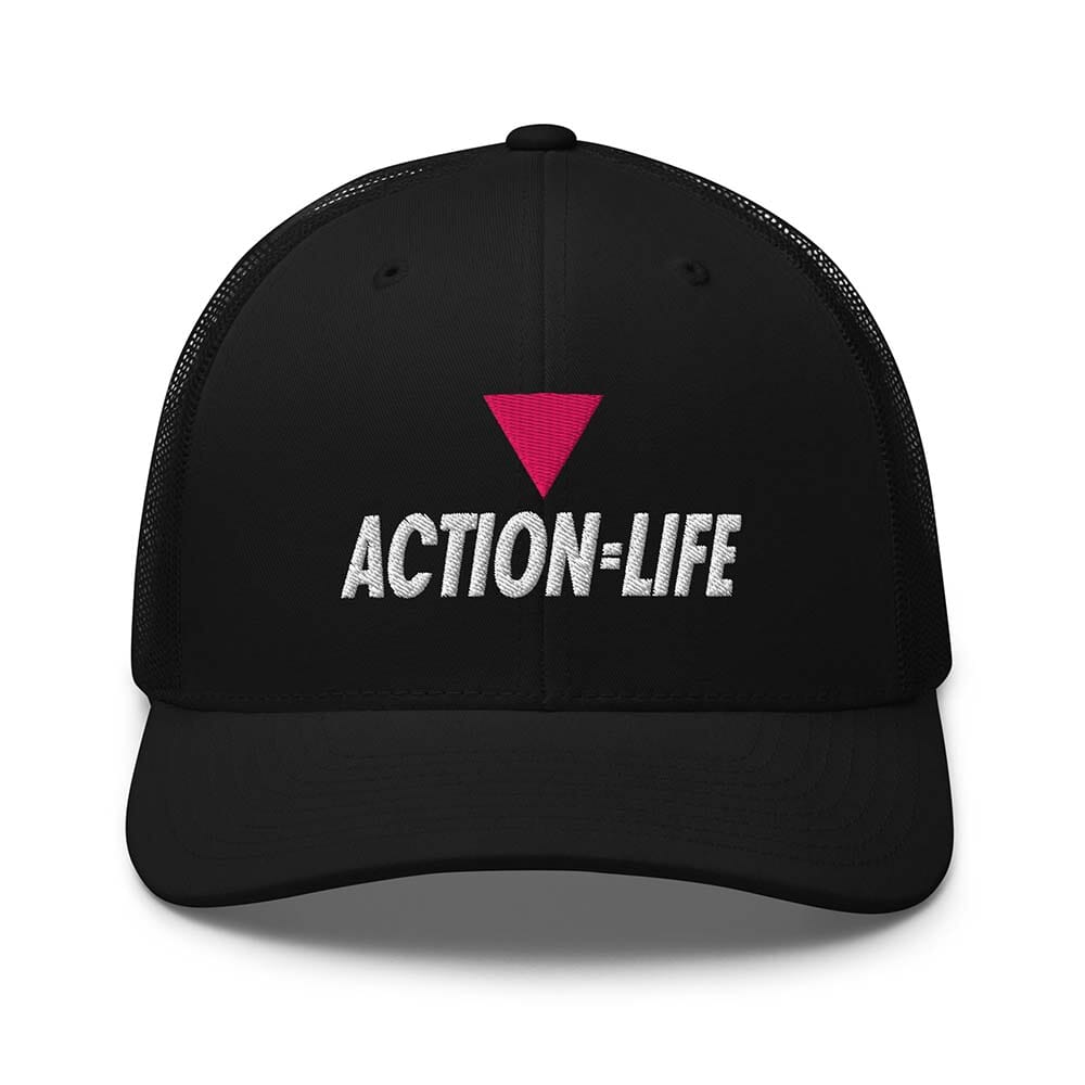 black trucker mesh snapback reading action = life
