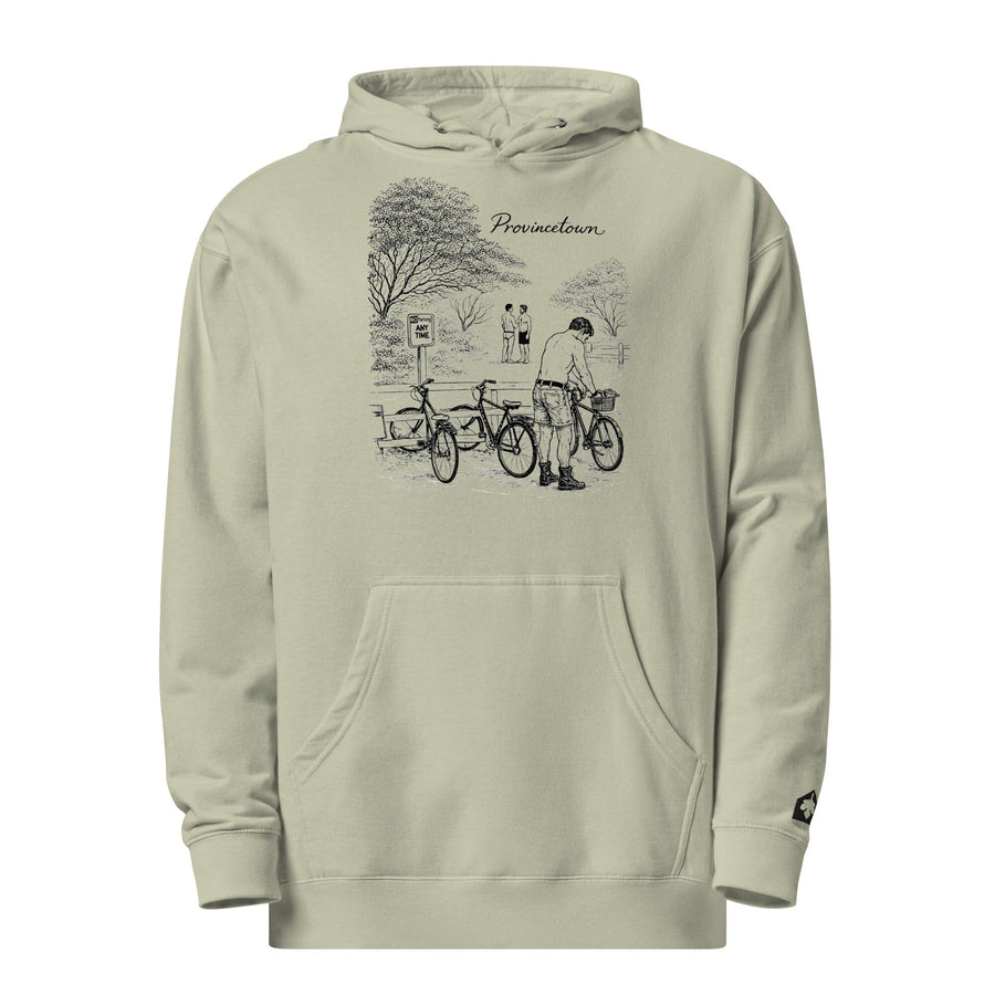 Provincetown Boy Beach Bikes Pullover Hooded Sweatshirt by Nathan Rapport