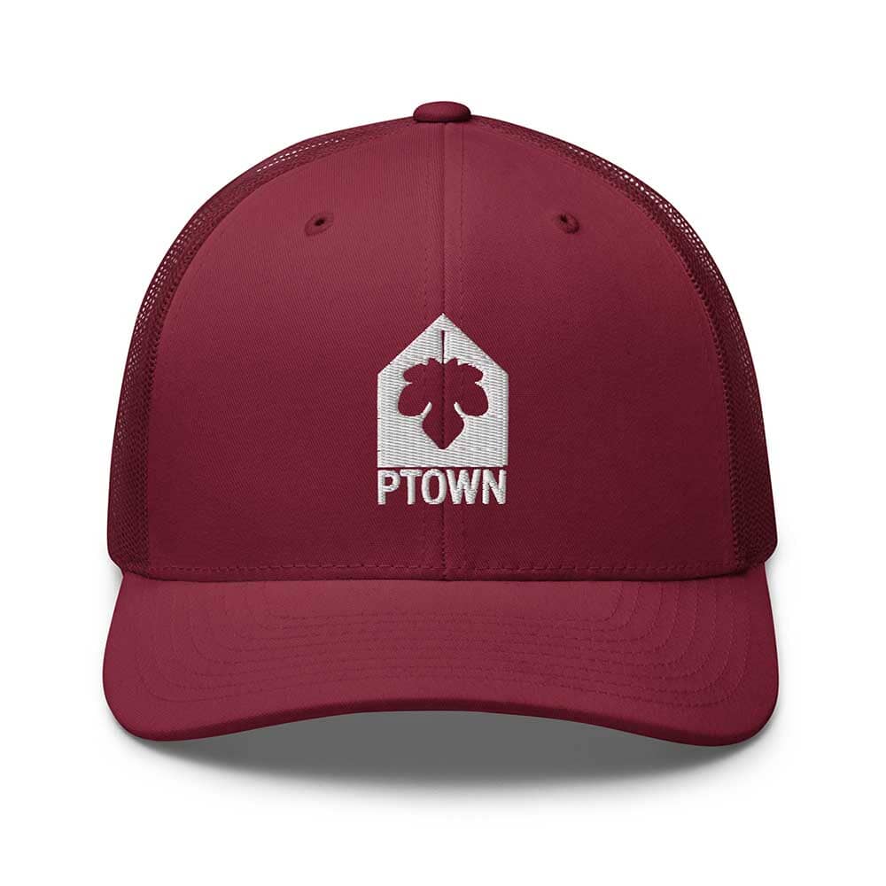 Maroon cap with white logo and PTOWN text on a white background
