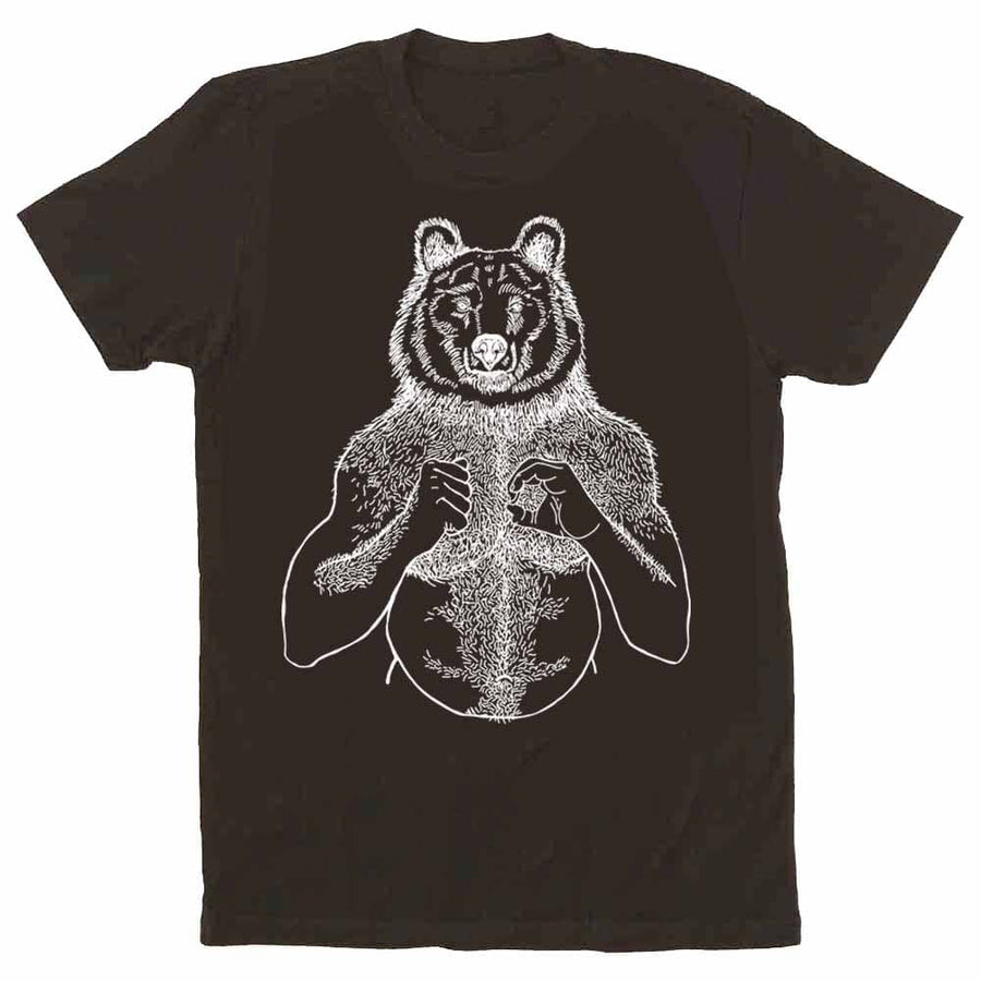 White Print Beefy Bear T-Shirt by Brian Kenny