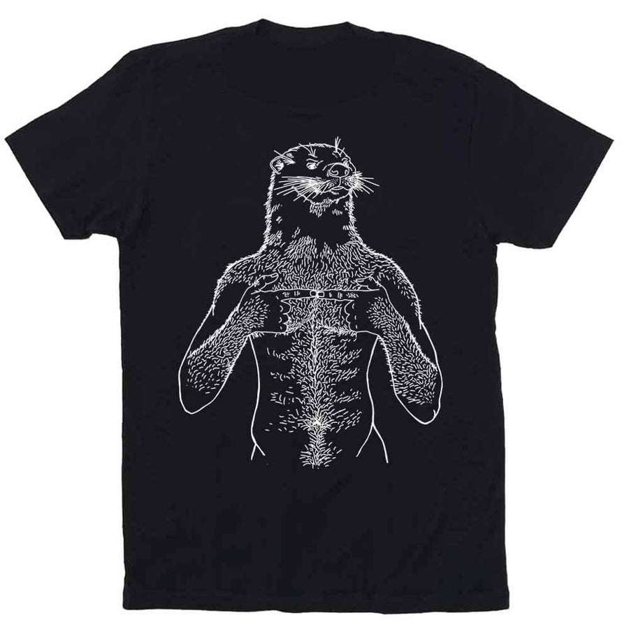 Otter White Print T-Shirt by Brian Kenny