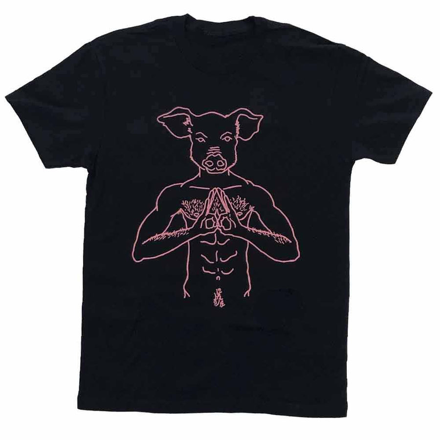 Pig Head Pink Print T-Shirt by Brian Kenny