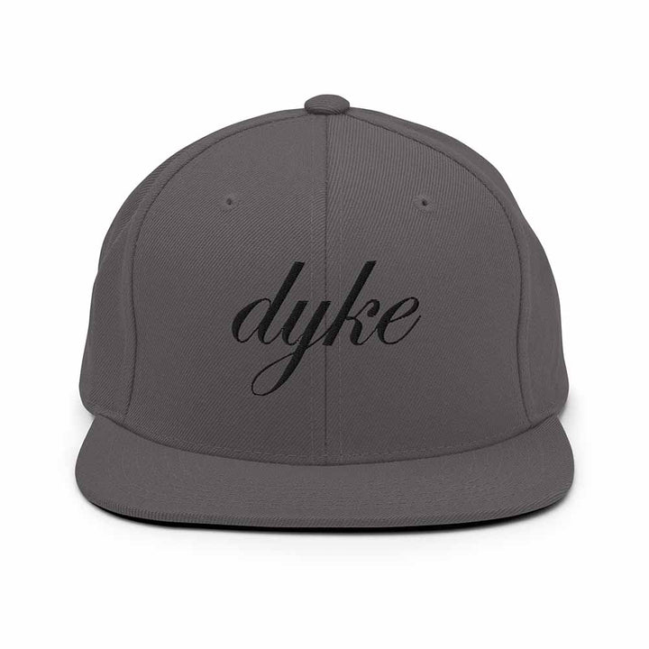 Dyke Script 6 Panel Flatbill Snapback Hat  grey

