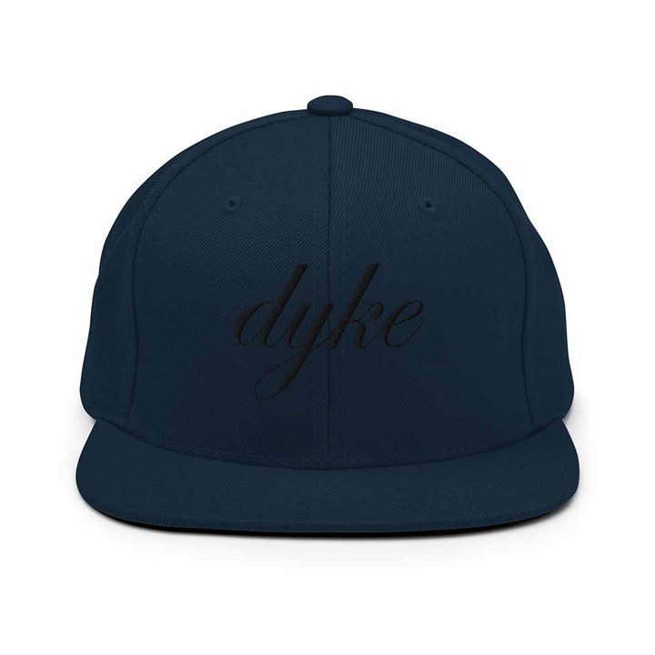 Dyke Script 6 Panel Flatbill Snapback Hat navy