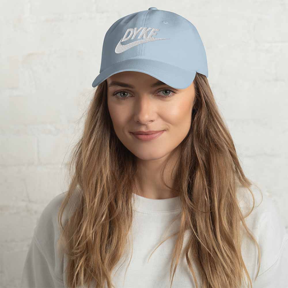 dyke sport twill dad hat light blue on woman