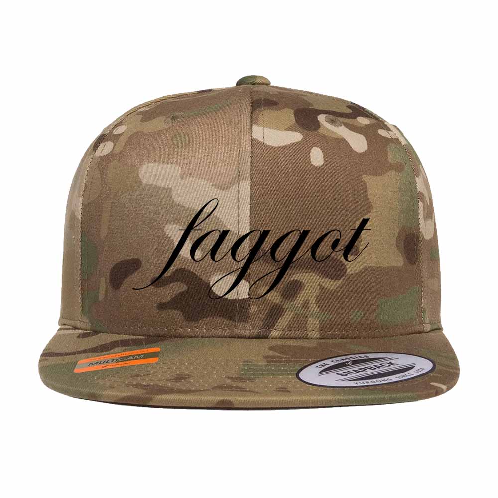 Faggot Script Multi-cam Flatbill Snapback Hat