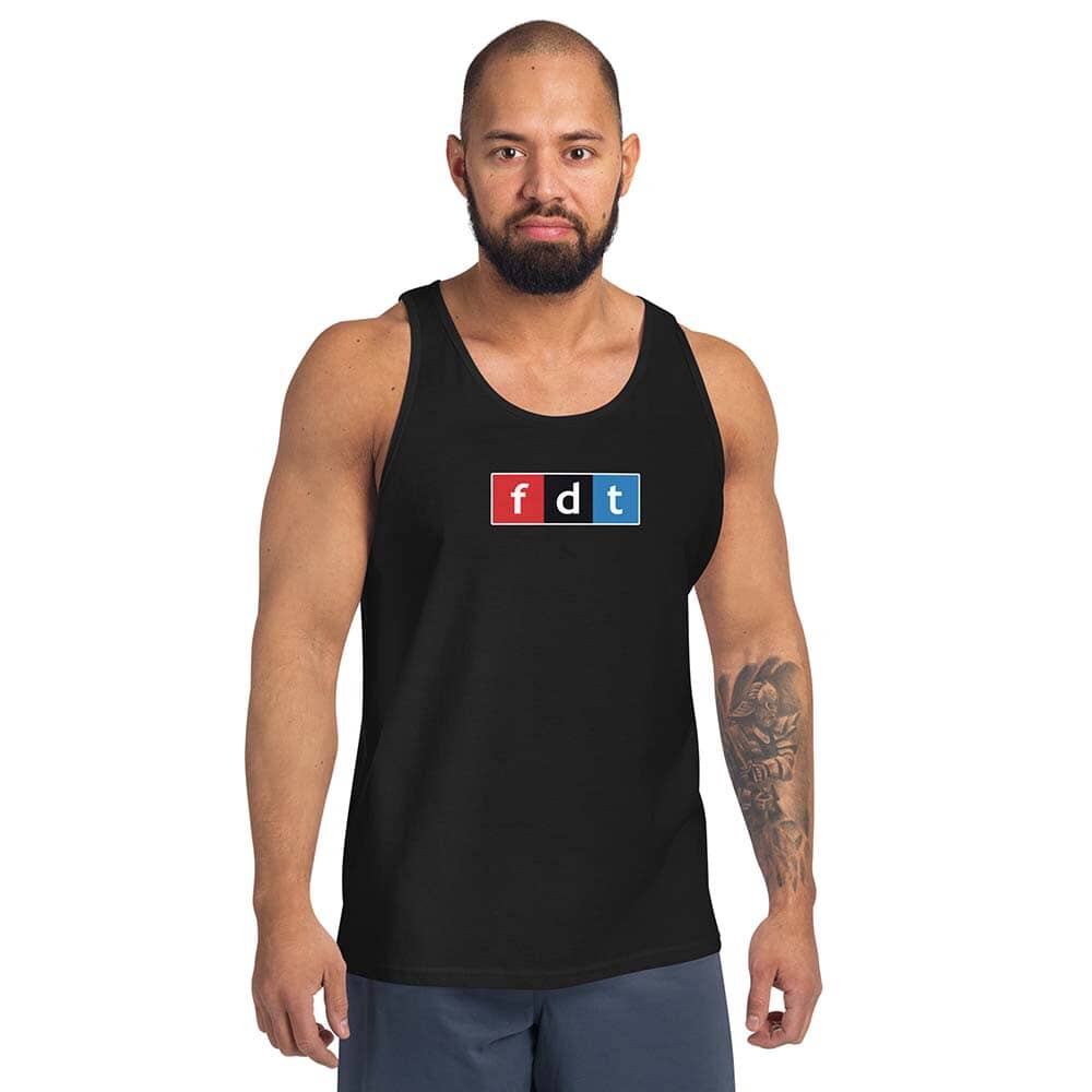 FDT UNISEX BLACK TANK ON MAN