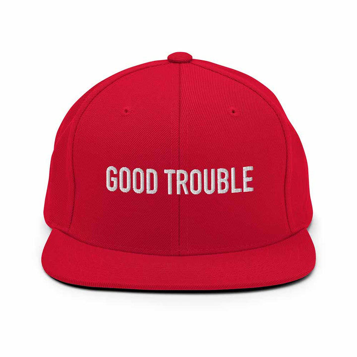 GOOD TROUBLE Flatbill 6-Panel Snapback Hat red