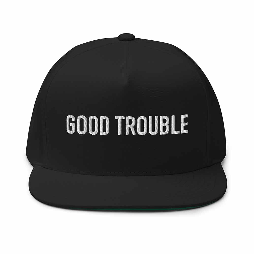 GOOD TROUBLE Flatbill 5-Panel Snapback Hat black