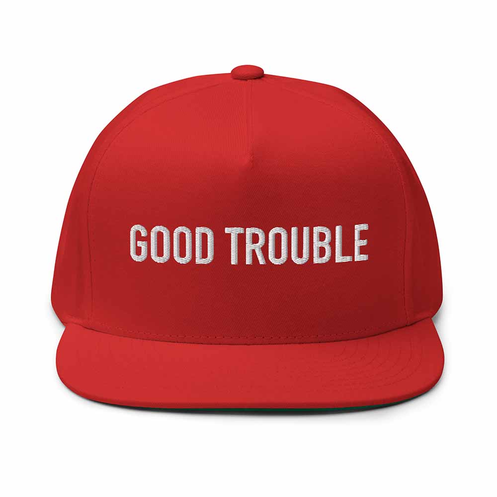 GOOD TROUBLE Flatbill 5-Panel Snapback Hat red