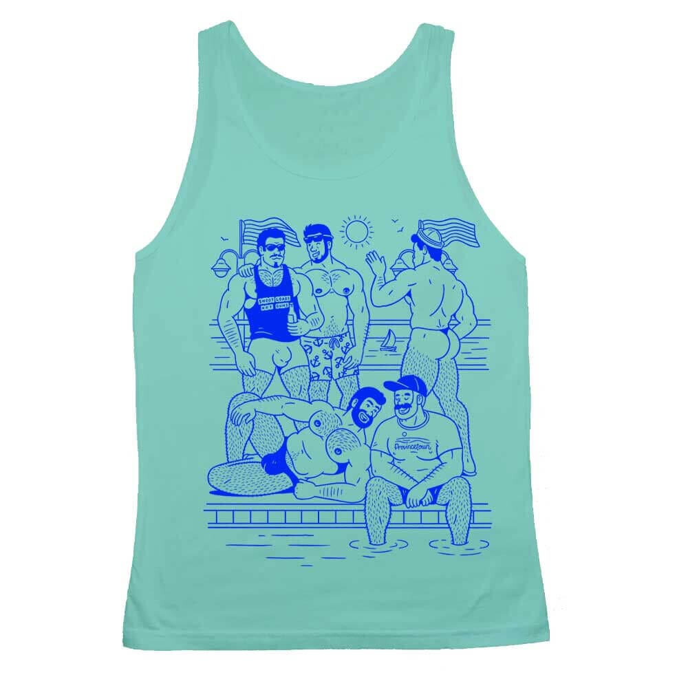 Hey Beefcake Boatslip Tea Graphic Tank in teal