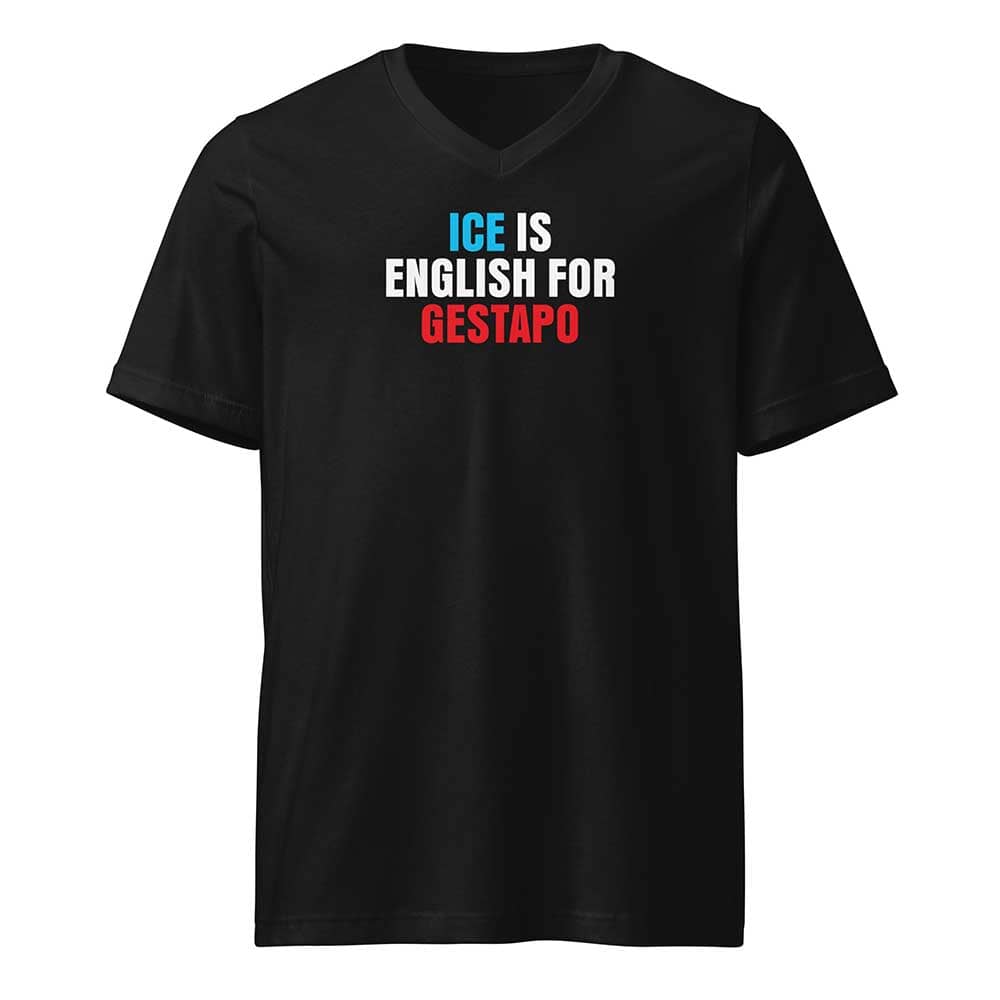 ice is english for gestapo black vneck tee