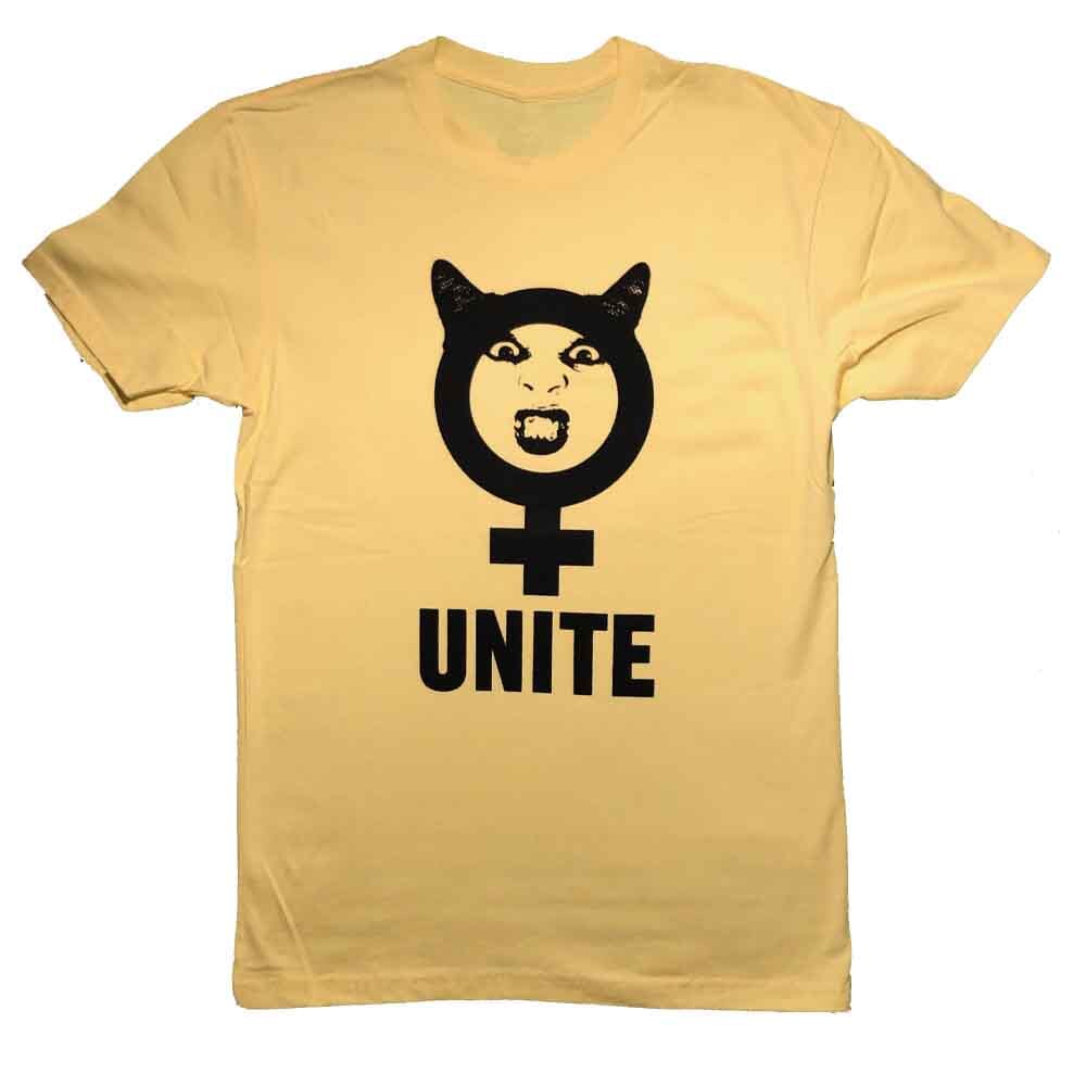 unite protest womens rights yellow tee