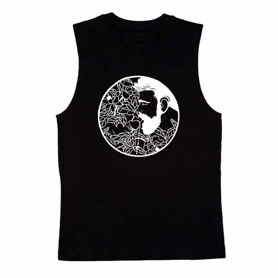 Kinky Needles Bearded Floral Nectar Sleeveless T-Shirt by Kinky Needles