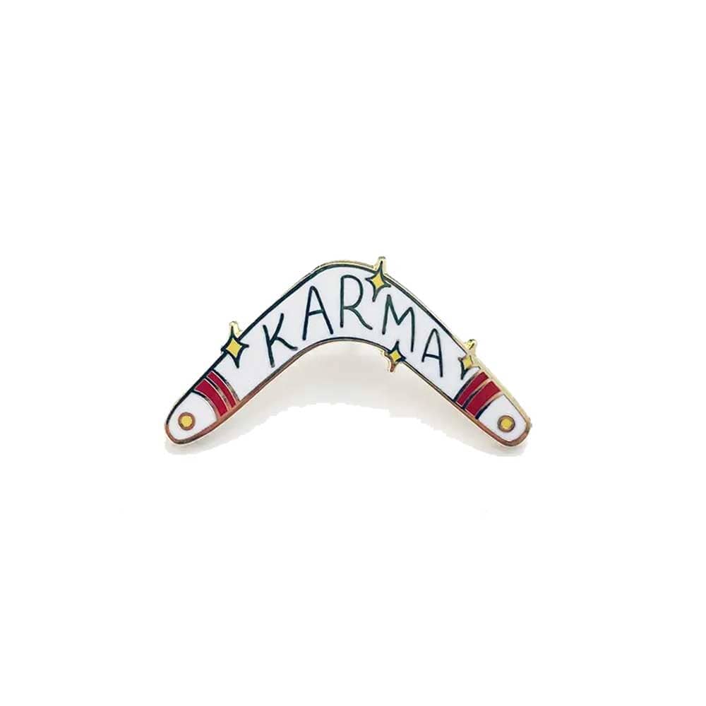 karma boomerang pin