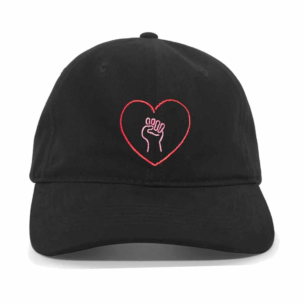 solidarity fist heart black dad twill hat