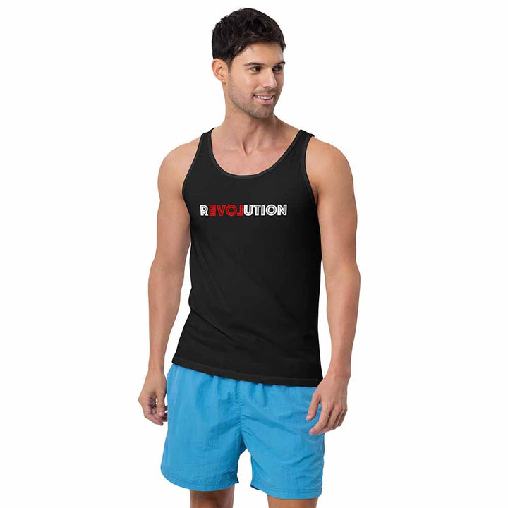 love revolution black tank on man