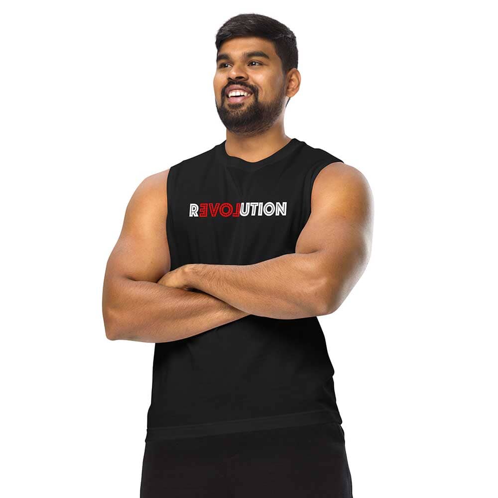 Love Revolution Sleeveless T-shirt  on man
