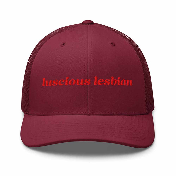 Luscious Lesbian Trucker Snapback Hat mesh trucker cranberry