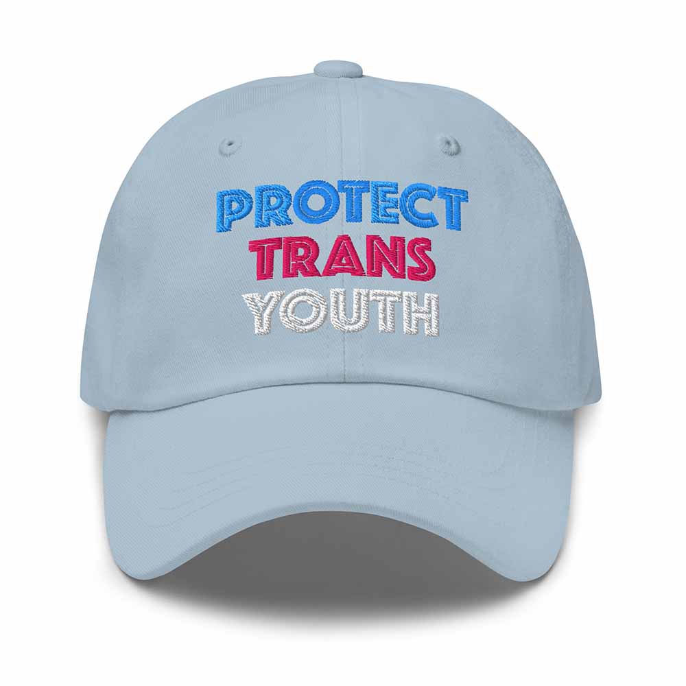 Protect Trans Youth Dad Hat light blue
