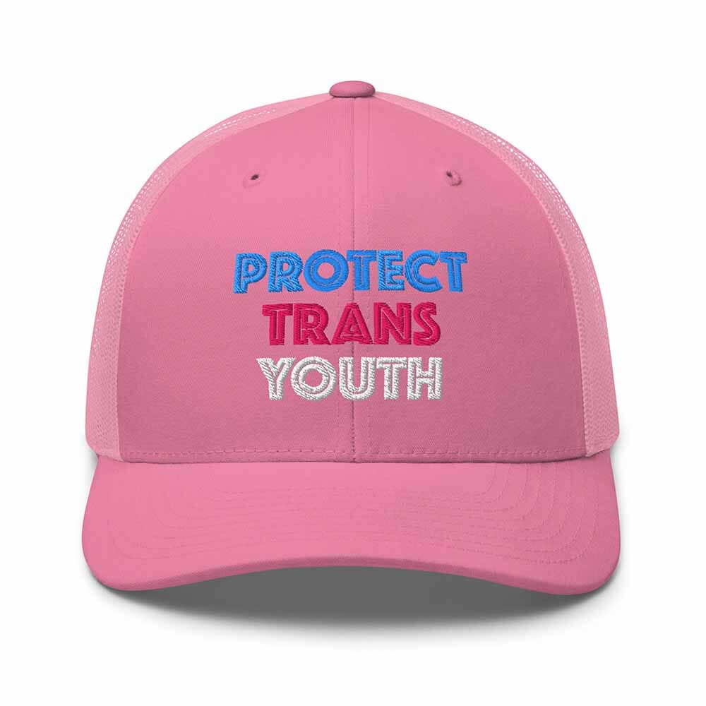 Protect Trans Youth Mesh Snapback Hat pink