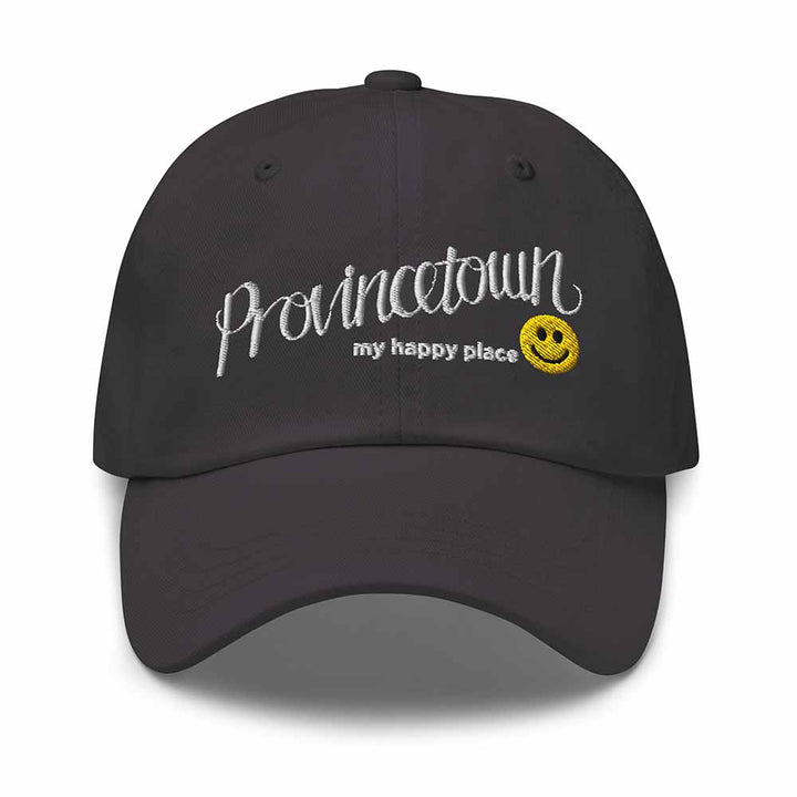 Provincetown My Happy Place Twill Dad Hat in dark grey
