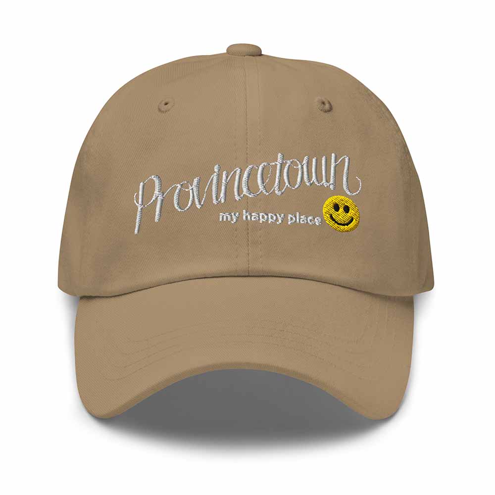 Provincetown My Happy Place Twill Dad Hat in khaki