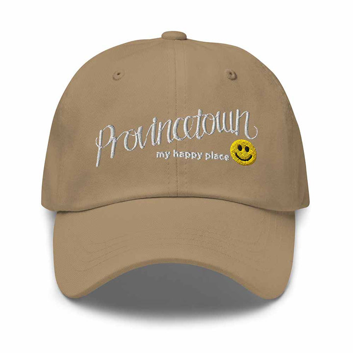 Provincetown My Happy Place Twill Dad Hat in khaki