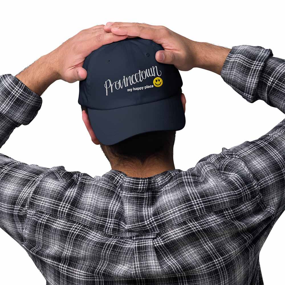 Provincetown My Happy Place Twill Dad Hat in navy from back