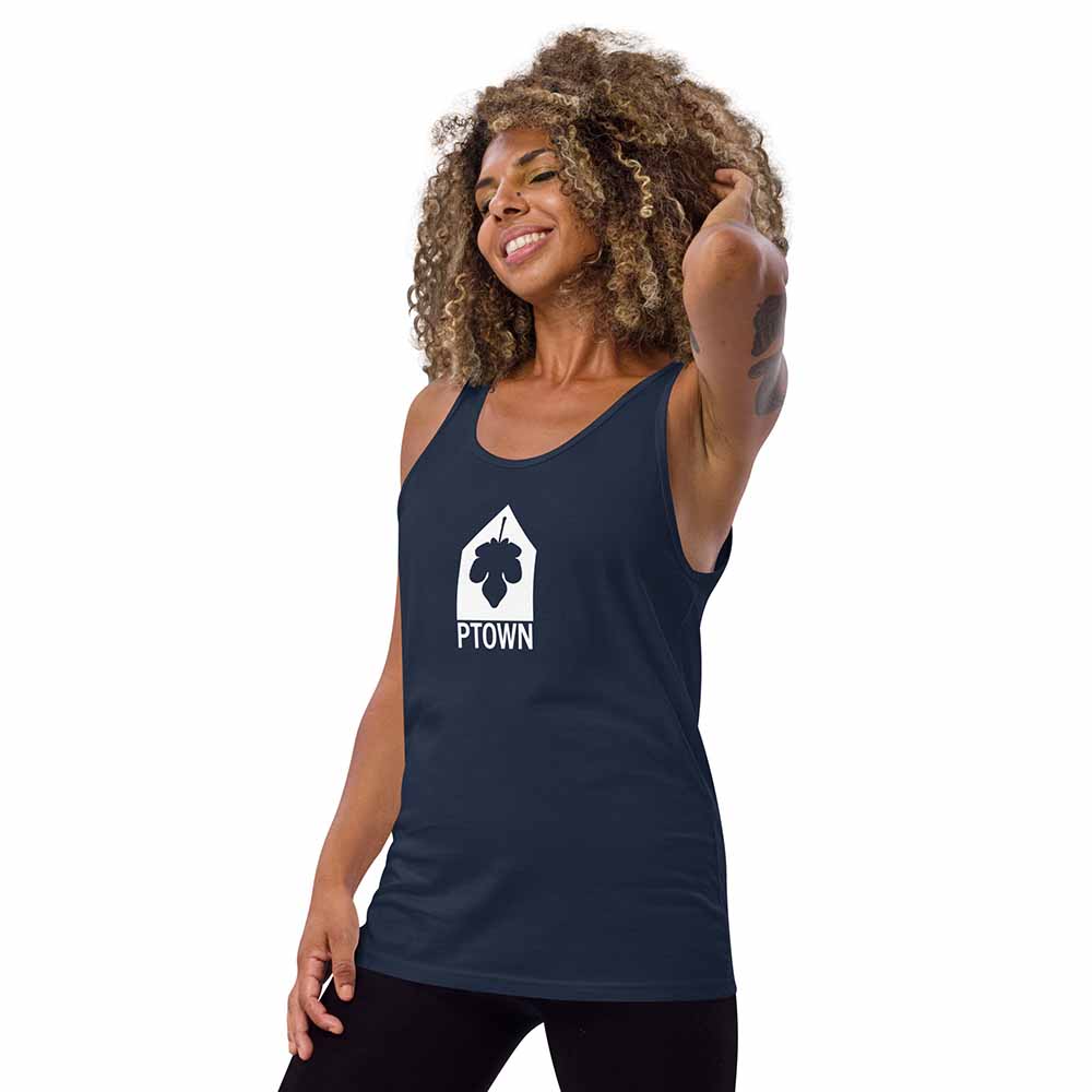 Ptown Icon Tank navy on woman