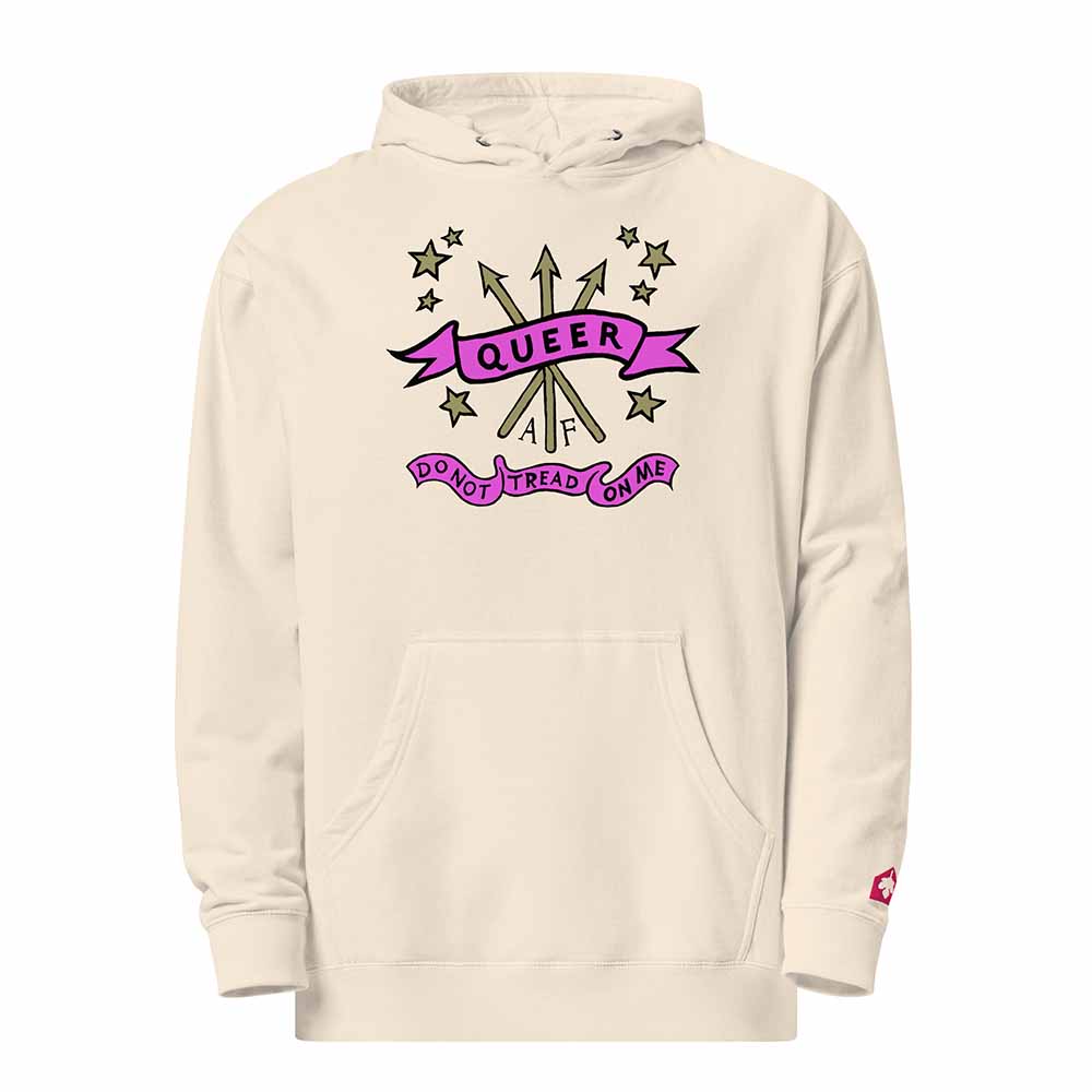 Beige hoodie with &