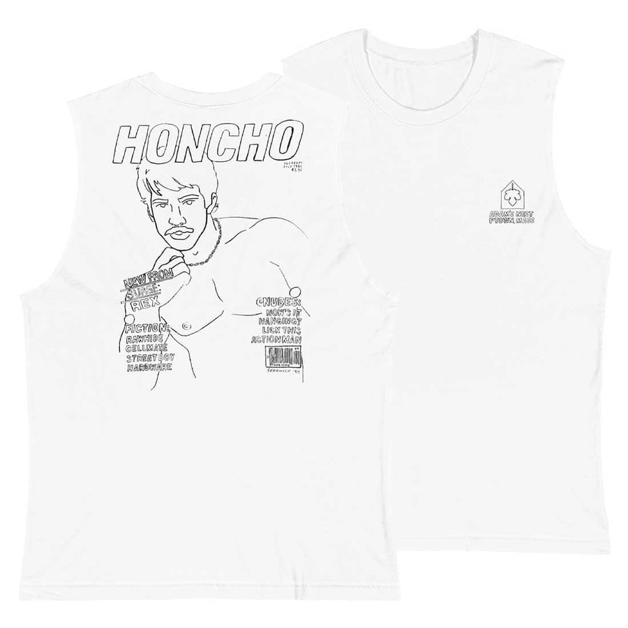 Honcho July 1985 Sleeveless T-Shirt by Andrew Sedgwick Guth