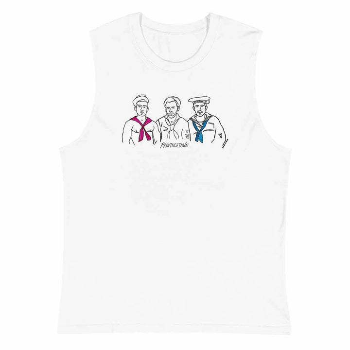 seamen provincetown graphic white muscle tee