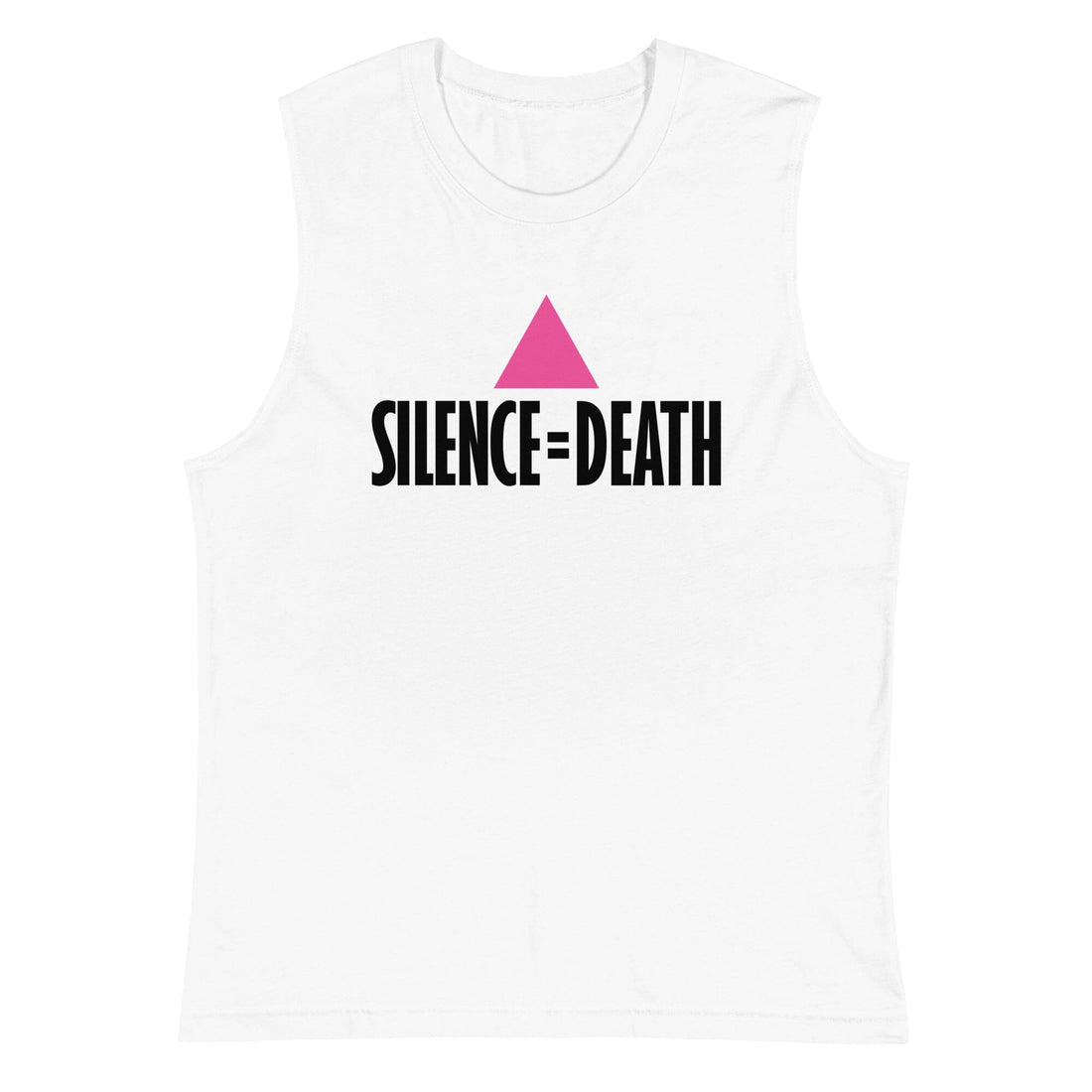 Silence = Death White Sleeveless T-Shirt - Ali Forney Center