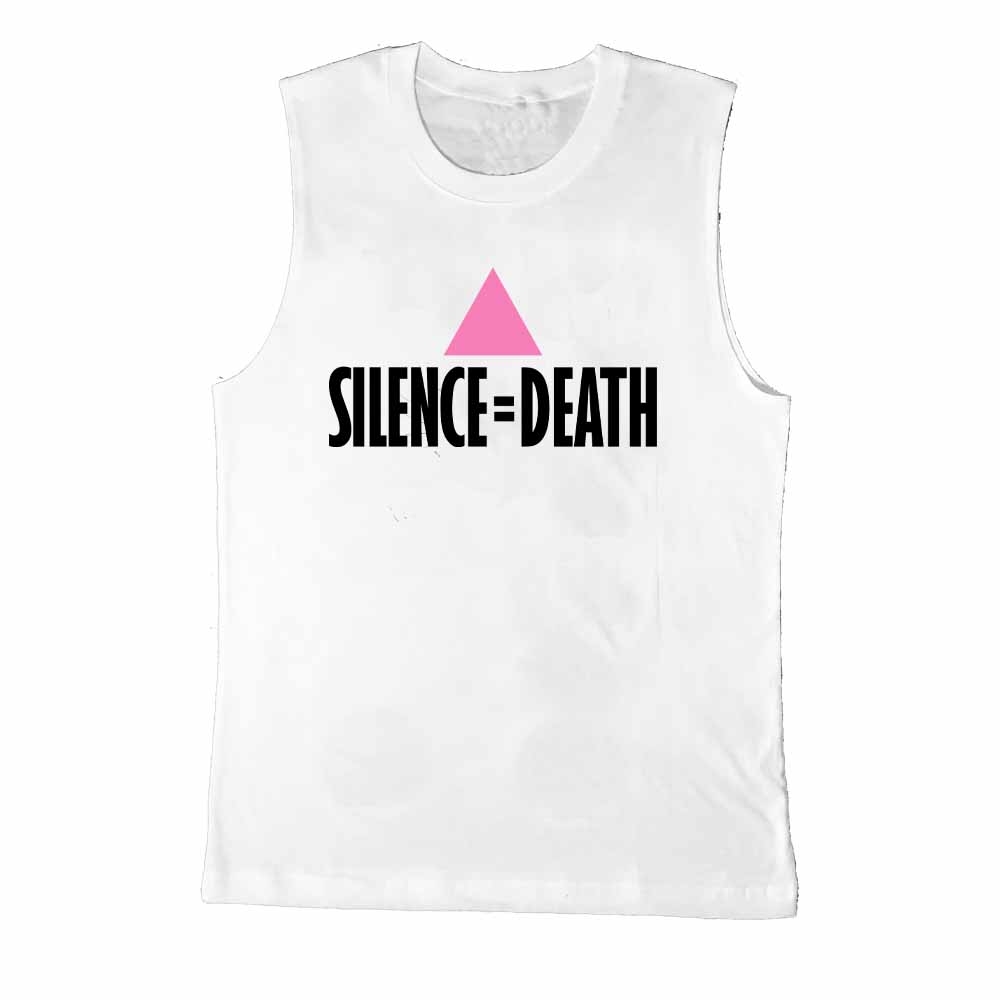 silence equals death white sleeveless t-shirt