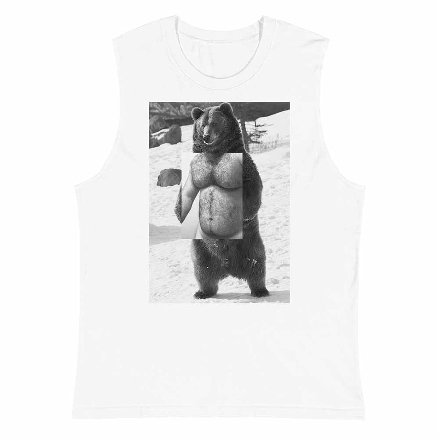 Naro Pinosa Standing Grizzly Bear Sleeveless T-Shirt by Naro Pinosa