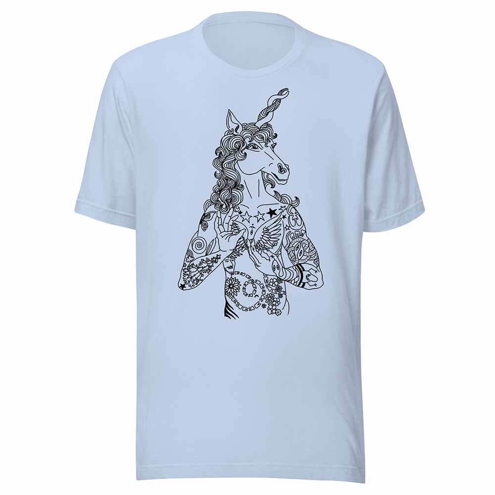 brian kenny unicorn graphic t-shirt light blue