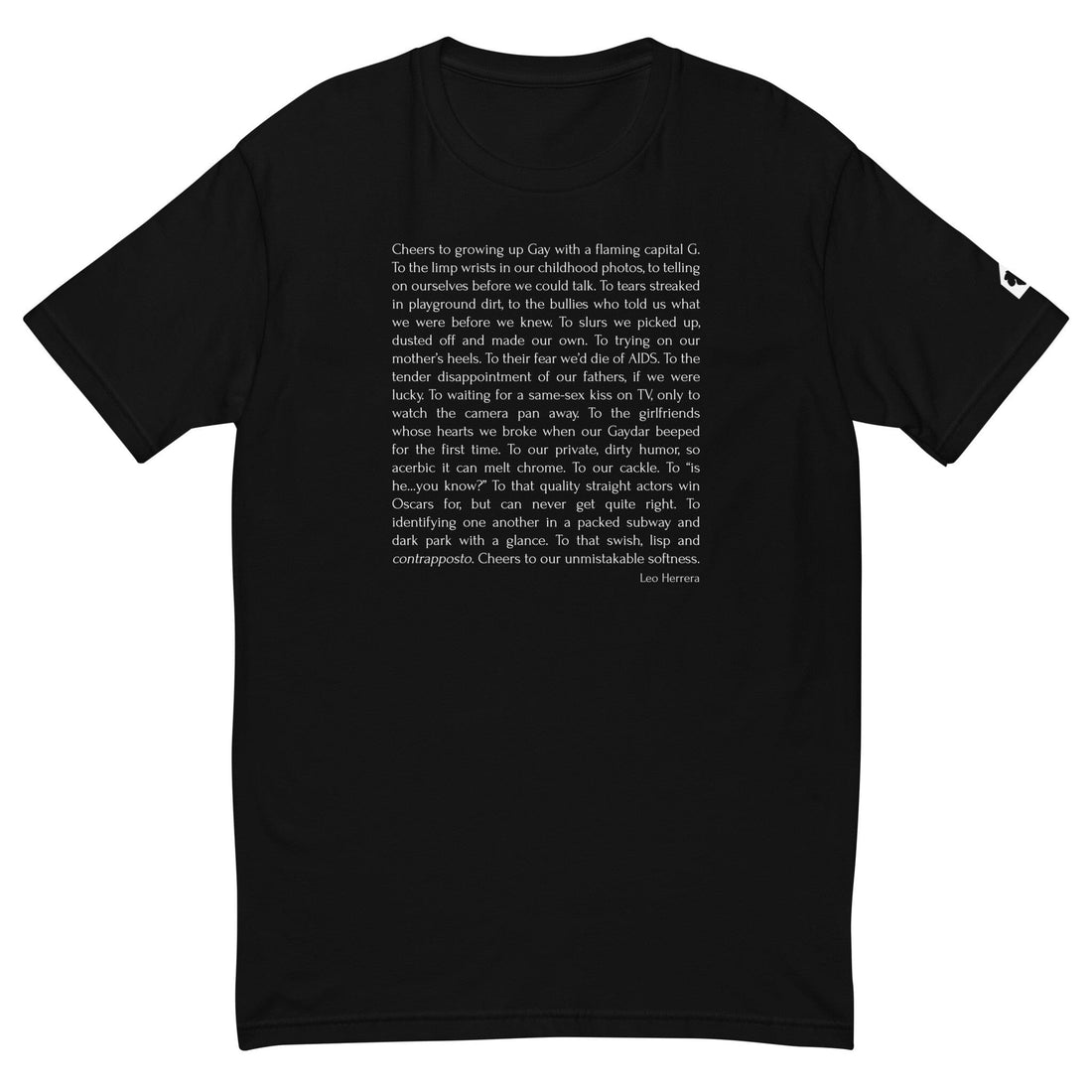 Cheers to Growing Up Gay Black Tee