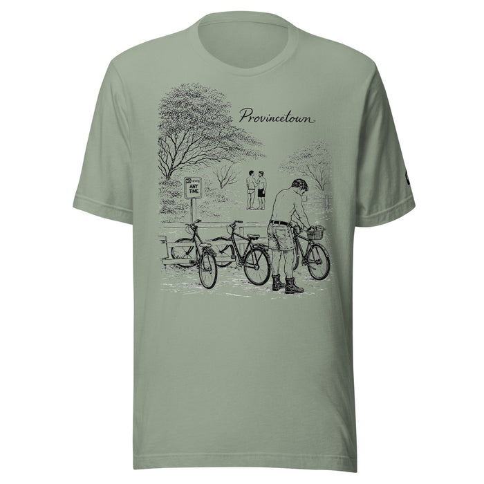 Provincetown Boy Beach Bikes T-Shirt — Sage | Nathan Rapport x Adam's Nest