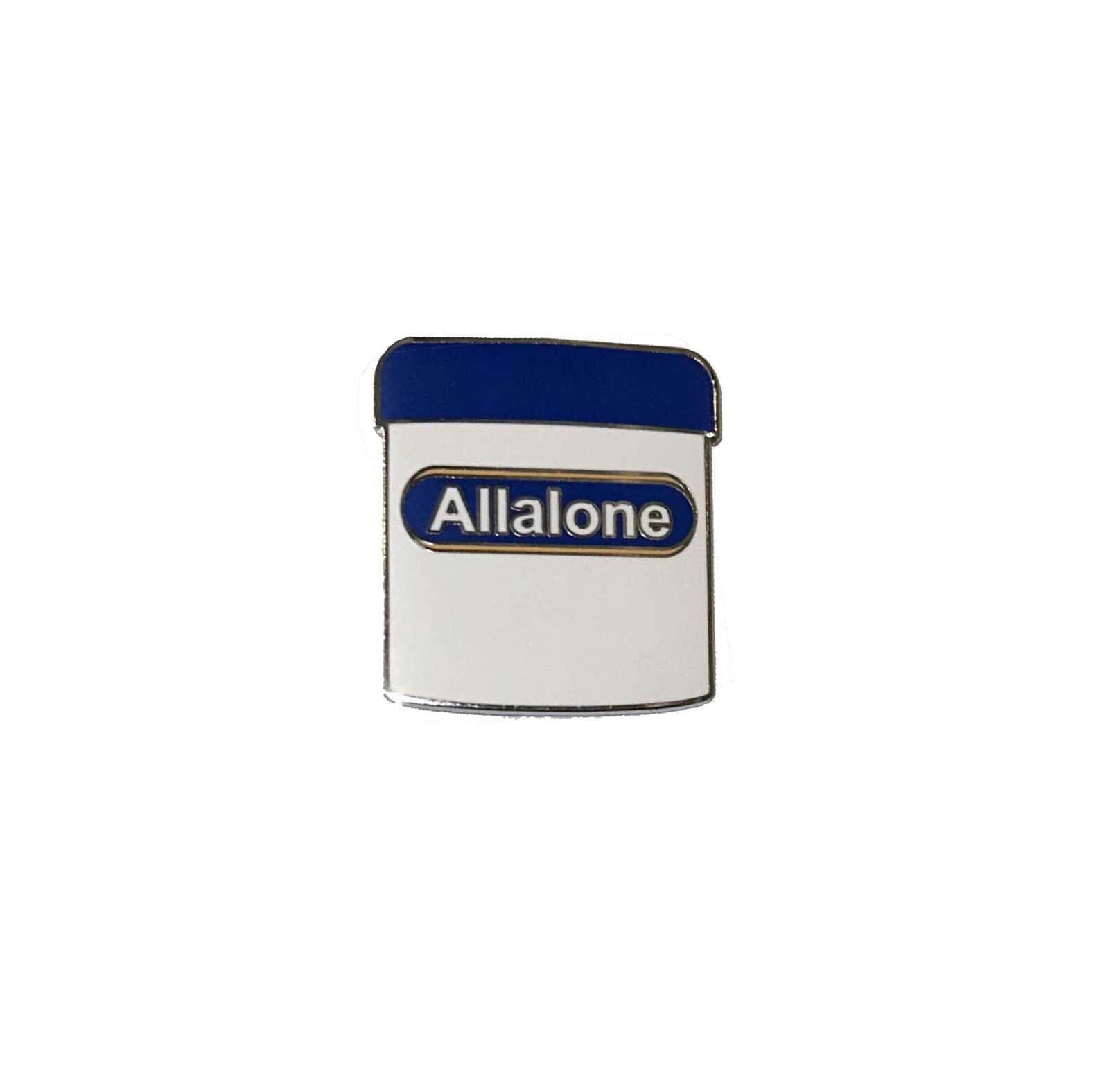 allalone albolene enamel lapel pin