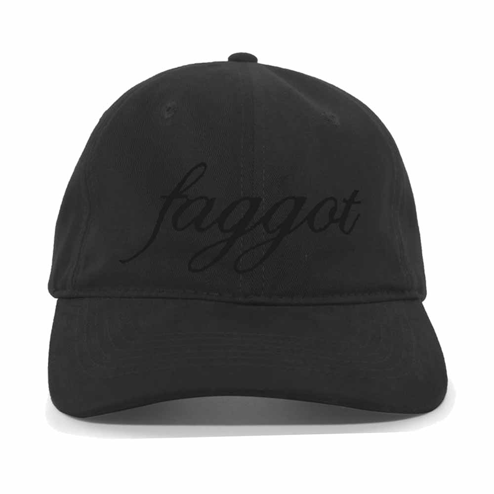 Black-on-black Faggot Twill Dad Hat