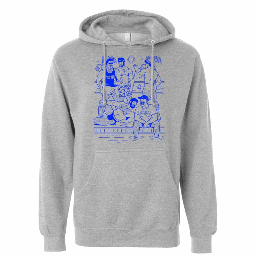 Ptown Boatslip Tea Pullover Grey Hooded Sweatshirt by Hey Beefcake