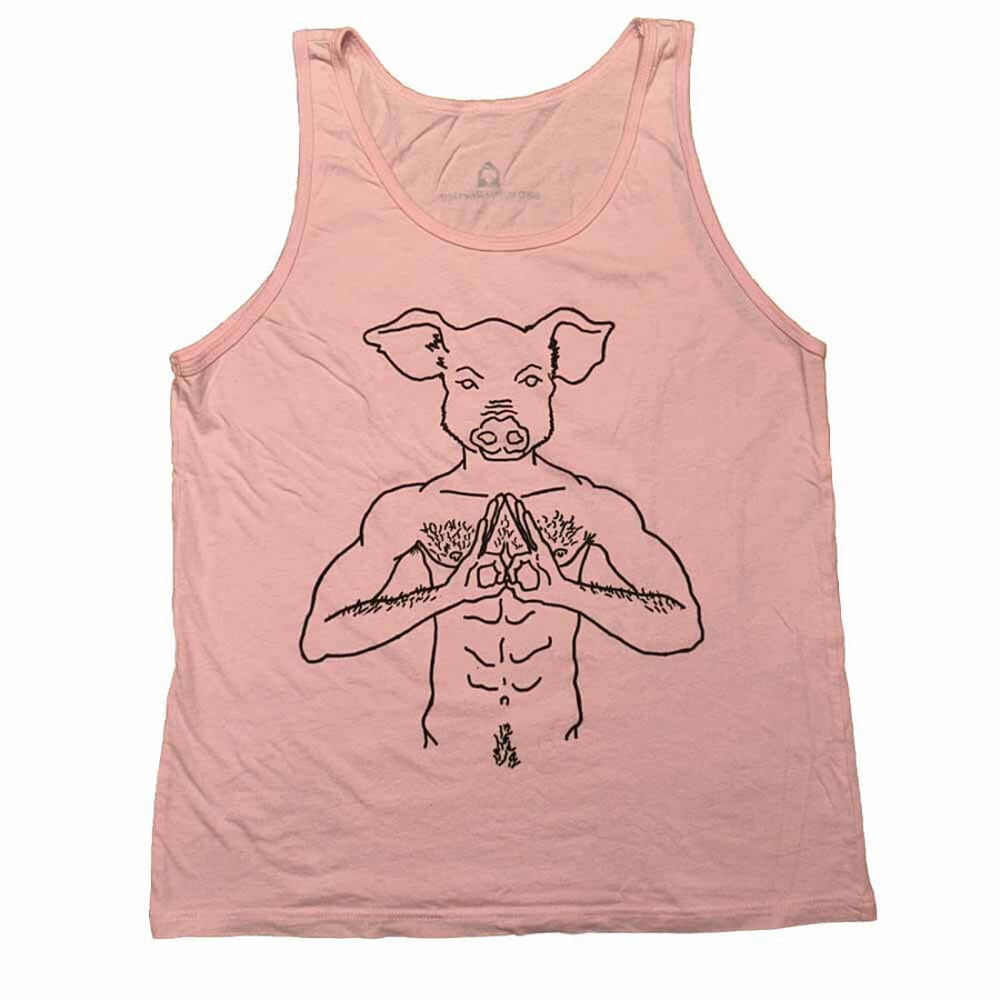 Pig Head Black Print Tank by Brian Kenny