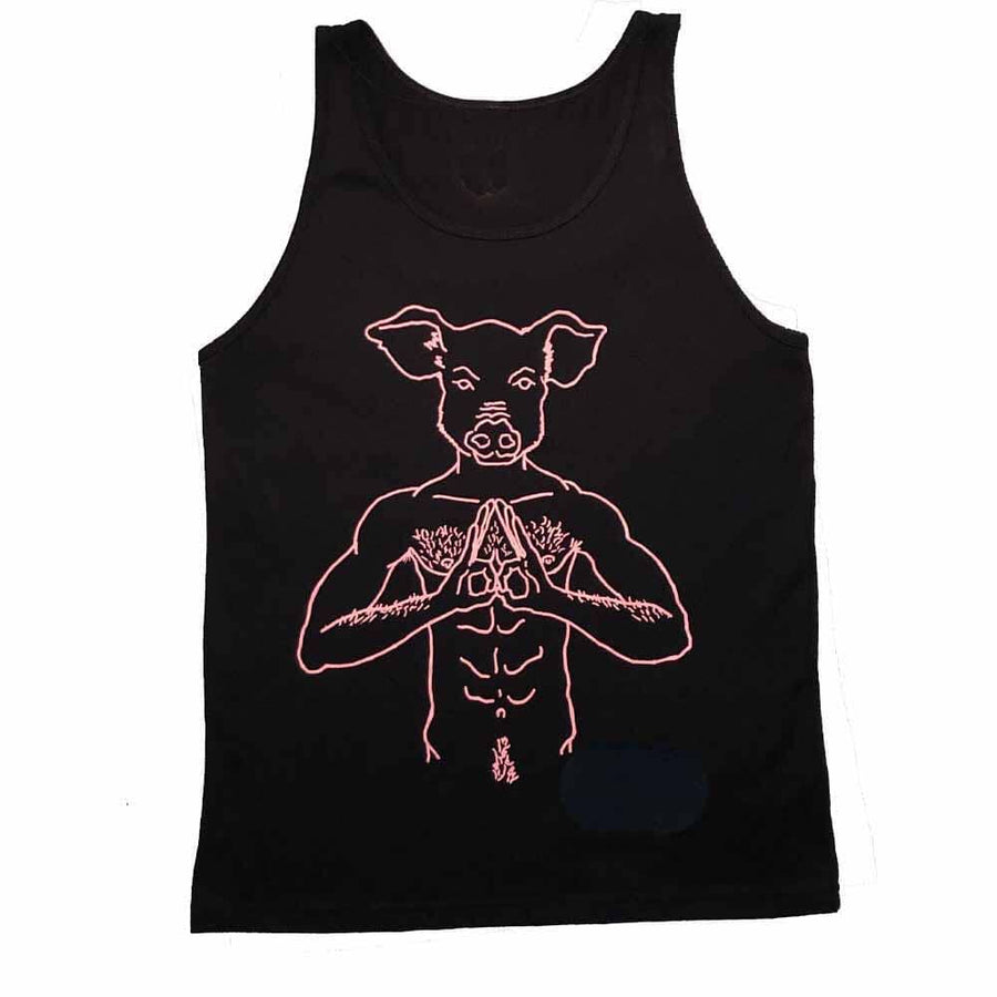 Pig Head Pink Print Tank by Brian Kenny