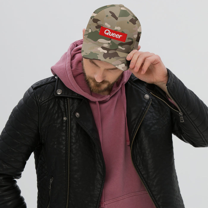 Queer Camo Flexfit Hat supports Trevor Project, second view