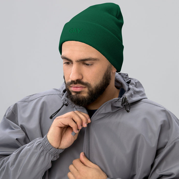 Gay Tone-on-tone Knit Cuff Beanie, second view