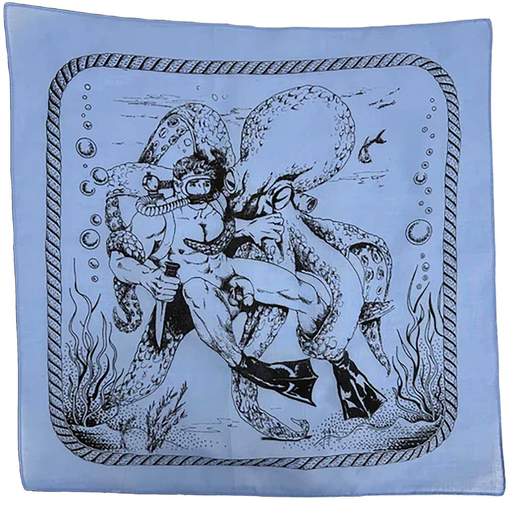Diver & Octopus Light Blue Bandana — Art by Dom “Etienne” Orejudos